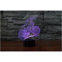 3D Mountain Bike Night Light Touch 7 Color Change Led Table Desk Lamp Acrylic Flat Abs Base Usb Charger Home Decoration Toy Brithday Xmas Kid Children Gift