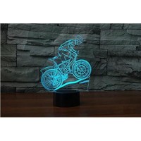 3D Mountain Bike Night Light Touch 7 Color Change Led Table Desk Lamp Acrylic Flat Abs Base Usb Charger Home Decoration Toy Brithday Xmas Kid Children Gift