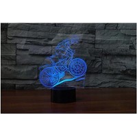 3D Mountain Bike Night Light Touch 7 Color Change Led Table Desk Lamp Acrylic Flat Abs Base Usb Charger Home Decoration Toy Brithday Xmas Kid Children Gift