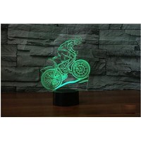 3D Mountain Bike Night Light Touch 7 Color Change Led Table Desk Lamp Acrylic Flat Abs Base Usb Charger Home Decoration Toy Brithday Xmas Kid Children Gift