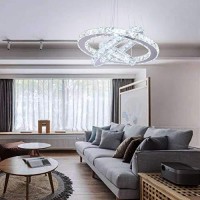 Diisunbihuo Modern Crystal Chandeliers Led Chandelier Pendant Lighting Dinning Room Adjustable Ceiling Fixtures Stainless Steel 3 Rings Chandelier,Cool White