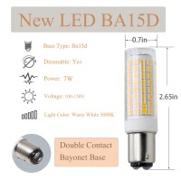 Xrzt Ba15D Led Bulbs 120V, T3/T4 Led Bulb, 7W Led Equivalent 75W Halogen Bulbs, Dimmable Warm White 3000K Double Contact Bayonet Base For Sewing Machine Lamp, Pack Of 4