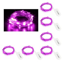 Cylapex 6 Pack Purple Fairy Lights Battery Operated String Lights Firefly Lights Micro Led Starry String Lights On 3.3Ft/1M Silvery Copper Wire For Diy Christmas Decoration Halloween Wedding Party