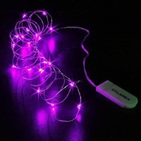 Cylapex 6 Pack Purple Fairy Lights Battery Operated String Lights Firefly Lights Micro Led Starry String Lights On 3.3Ft/1M Silvery Copper Wire For Diy Christmas Decoration Halloween Wedding Party