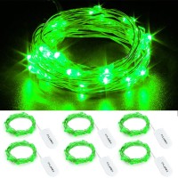 Cylapex 6 Pcs Green Fairy Lights, Battery Operated String Lights Firefly Lights Micro Led Starry String Lights On 3.3Ft/1M Silvery Copper Wire For Diy Christmas Decoration Costume Wedding Party Decor