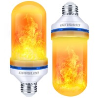 Cppslee Led Flame Light Bulbs, 4 Modes Fire E26 Base Bulb, Halloween Decorations Outdoor Indoor Home, Lights Bulbs (Yellow, 2 Pack)