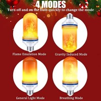 Cppslee Led Flame Light Bulbs, 4 Modes Fire E26 Base Bulb, Halloween Decorations Outdoor Indoor Home, Lights Bulbs (Yellow, 2 Pack)