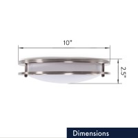 Coramdeo 10 Inch Led Satin Nickel Ceiling Flush Mount Light For Hallways, Bedrooms, Entry, Built In Led Gives 100W Of Light From 14W Of Power, 980 Lumens, 3K, Dimmable, Nickel Finish, Acrylic Lens