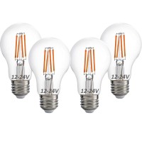 12 Volt 24 Volt 12V-24V Led Light Bulb Rv Camper Landscape Light Bulb A19 Low Voltage 4W 470Lm Edison Incandescent Bulb 40W Off Grid Solar Battery System Lighting E26 Base Warmwhite 2700K Pack Of 4