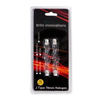 Brite Innovations Double Ended J Type Halogen Bulbs - 78Mm, 75 Watts, 120 Volts, 2700K Warm White Light - Dimmable, Energy Saver, Long Life - 2 Pack