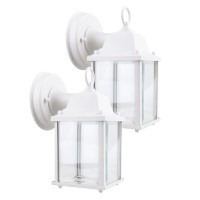 Lit-Path Outdoor Led Wall Lantern, Wall Sconce As Porch Light, 9.5W, 800 Lumen, Aluminum Housing Plus Glass, Matte White Finish, Etl Qualified, 5000K-Matte White Finish, 2-Pack