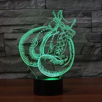 Superiorvznd 3D Boxing Gloves Night Light Remote Control Power Touch Table Desk Optical Illusion Lamps 16 Color Changing Lights Home Decoration Xmas Birthday Gift