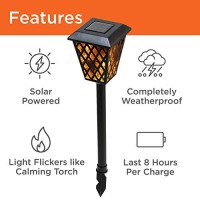 Morvat Led Auto Solar Powered Flickering Flames Outdoor Path Way Torch Lights For Garden Yard Lawn & Pathway, Bright Waterproof Landscape & Patio Lighting, Dusk To Dawn, 8 Pack