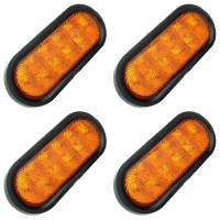 4Pc 6 Inch Oval Amber Led Trailer Tail Lights Dot Certified Grommet Plug Included Ip67 Waterproof Park Turn Trailer Li