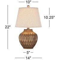 360 Lighting Buckhead Traditional Style Small Accent Table Lamps 22 High Set Of 2 Warm Bronze Geometric Urn Tapered Drum Shade