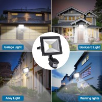 Dllt 50W Motion Sensor Led Flood Lights, 4500Lm Plug In Motion Sensor Light, Ip66 Waterproof Auto On/Off Outdoor Security Lamp For Garage/Billboard/Warehouse/Stairs With A Us 3-Plug, 6500K Ac86-265V