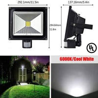 Dllt 50W Motion Sensor Led Flood Lights, 4500Lm Plug In Motion Sensor Light, Ip66 Waterproof Auto On/Off Outdoor Security Lamp For Garage/Billboard/Warehouse/Stairs With A Us 3-Plug, 6500K Ac86-265V