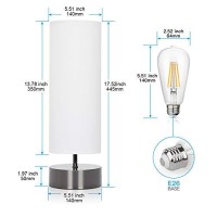 Touch Control Table Lamp Bedside Minimalist Desk Lamp Modern Accent Lamp Dimmable Touch Light With Cylinder Lamp Shade Night Light Nightstand Lamp For Bedroom Living Room Kitchen Led Bulb Included