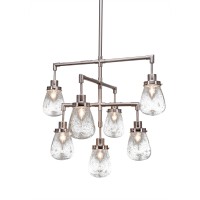 Meridian 7 Light Chandelier Shown In Brushed Nickel Finish With 5 Clear Bubble Glass