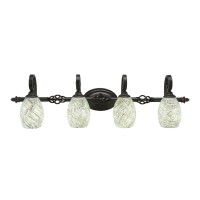 Elegante 4 Light Bath Bar Shown In Dark Granite Finish With 7 Natural Fusion Glass