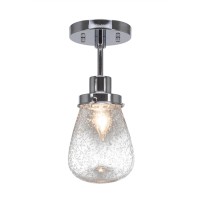 Meridian 1 Light Semi-Flush Shown In Chrome Finish With 5 Clear Bubble Glass