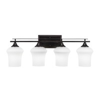 Uptowne 4 Light Bath Bar Shown In Dark Granite Finish With 5.5 Zilo White Linen Glass