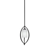 Marquise 1 Light Mini Pendant Shown In Dark Granite Finish With 4 White Muslin Glass