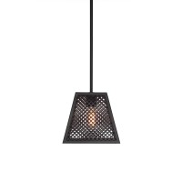 Corbello 1 Light Mini Pendant Shown In Espresso Finish With 9.5 Espresso Metal Shades And Amber Antique Led Bulbs