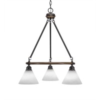 Blacksmith 3 Light Chandelier With 7 White Muslin Glass