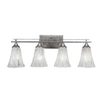 Uptowne 4 Light Bath Bar Shown In Aged Silver Finish With 5.5 Fluted Italian Ice Glass