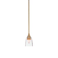 Stem Mini Pendant With Hang Straight Swivel Shown In New Age Brass Finish With 4.5 Clear Bubble Glass