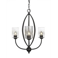 Marquise 3 Light Chandelier Shown In Dark Granite Finish With 4 Clear Bubble Glass