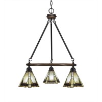 Blacksmith 3 Light Chandelier With 7 Zion Art Glass