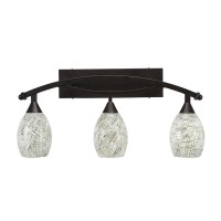 Bow 3 Light Bath Bar Shown In Bronze Finish With 5 Natural Fusion Glass