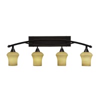 Bow 4 Light Bath Bar Shown In Black Copper Finish With 5.5 Zilo Cayenne Linen Glass