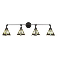 Vintage 4 Light Bath Bar Shown In Dark Granite Finish With 7 Zion Art Glass