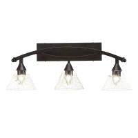 Bow 3 Light Bath Bar Shown In Bronze Finish With 7 Clear Bubble Glass