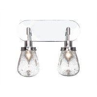 Meridian 2 Light Bath Bar Shown In Chrome Finish With 5 Clear Bubble Glass