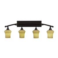 Bow 4 Light Bath Bar Shown In Bronze Finish With 5.5 Zilo Cayenne Linen Glass