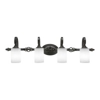 Elegante 4 Light Bath Bar Shown In Dark Granite Finish With 4 White Muslin Glass