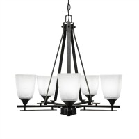 Uptowne 5 Light Chandelier Shown In Dark Granite Finish With 4.5 White Muslin Glass