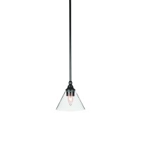 Stem Mini Pendant With Hang Straight Swivel Shown In Espresso Finish With 7 Clear Bubble Glass