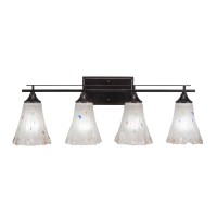 Uptowne 4 Light Bath Bar Shown In Dark Granite Finish With 5.5 Fluted Frosted Crystal Glass