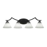 Zilo 4 Light Bath Bar Shown In Matte Black Finish With 7 White Muslin Glass