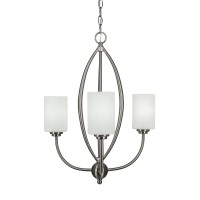 Marquise 3 Light Chandelier Shown In Brushed Nickel Finish With 4 White Muslin Glass