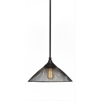 Stem Mini Pendant With Hang Straight Swivel Shown In Espresso Finish With 14 Mesh Cone Metal Shade