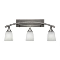 Bow 3 Light Bath Bar Shown In Brushed Nickel Finish With 4.5 White Muslin Glass