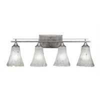 Uptowne 4 Light Bath Bar Shown In Aged Silver Finish With 5.5 Fluted Frosted Crystal Glass