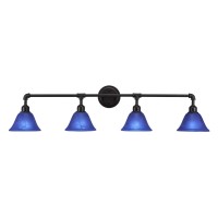 Vintage 4 Light Bath Bar Shown In Dark Granite Finish With 7 Blue Italian Glass