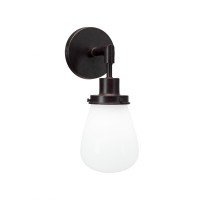 Meridian 1 Light Wall Sconce Shown In Dark Granite Finish With 5 White Glass